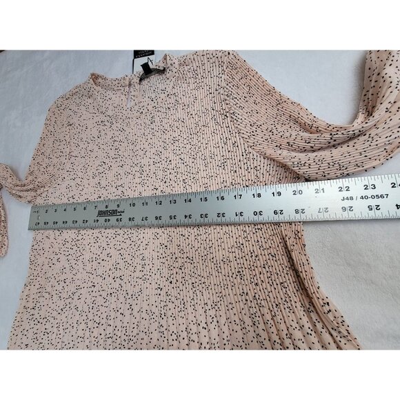 Adrianna Papell Womens Pleated Peplum Blouse Small Champagne Irregular Dot NWT - Picture 7 of 9